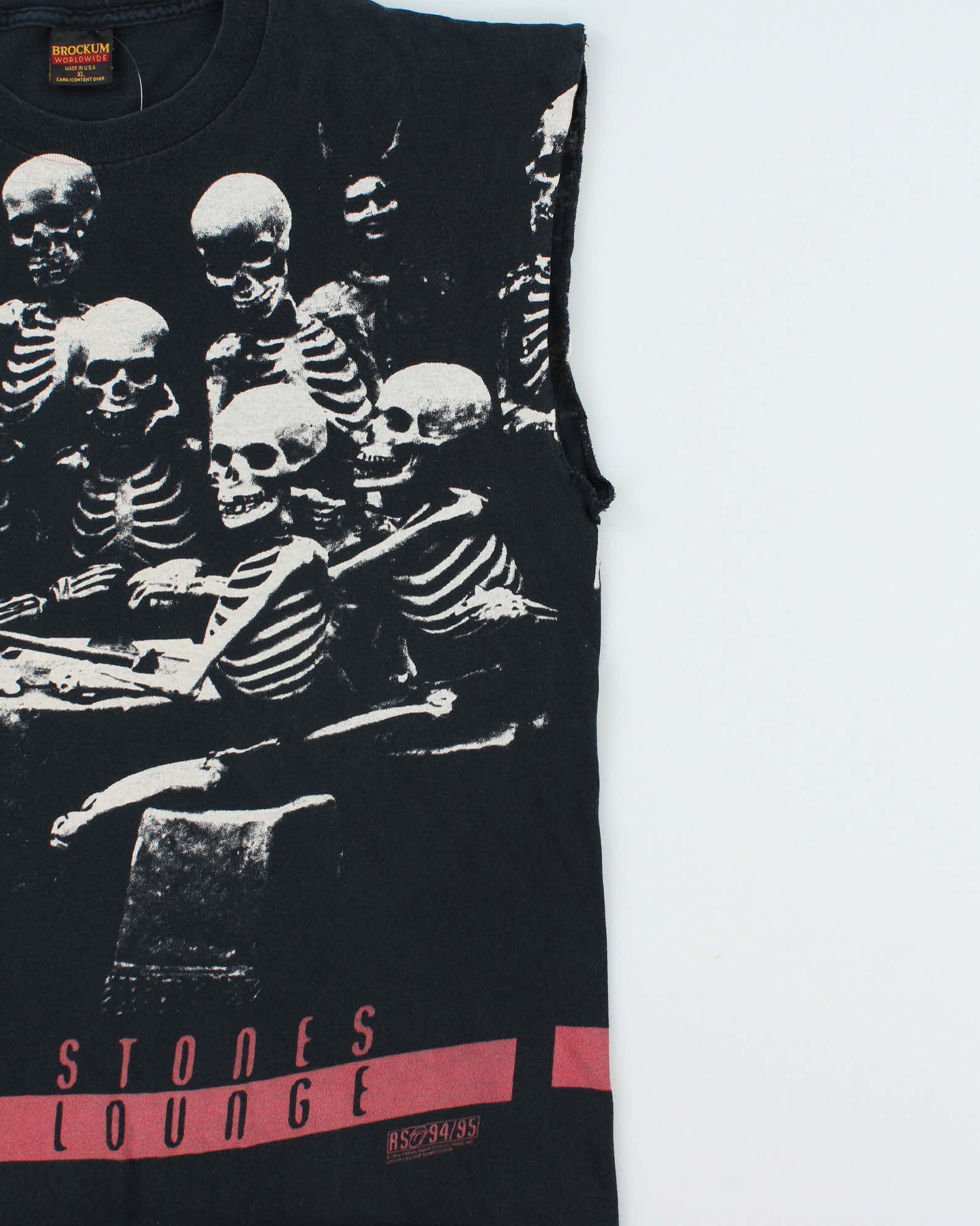 Vintage 1994 Brockum Rolling Stones Voodoo Lounge Tour Skeleton Party Made In USA Crewneck Sleeveless T-Shirt - XL