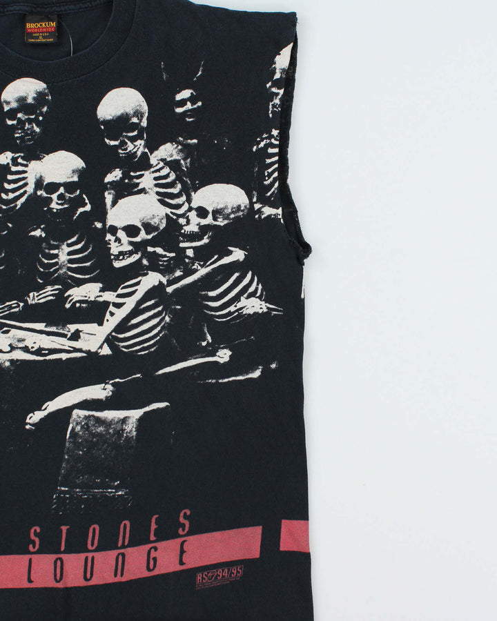 Vintage 1994 Brockum Rolling Stones Voodoo Lounge Tour Skeleton Party Made In USA Crewneck Sleeveless T-Shirt - XL
