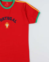Vintage Y2K 00s World Of Soccer Portugal Football Heavyweight Embroidered Crewneck Ringer T-Shirt - XL