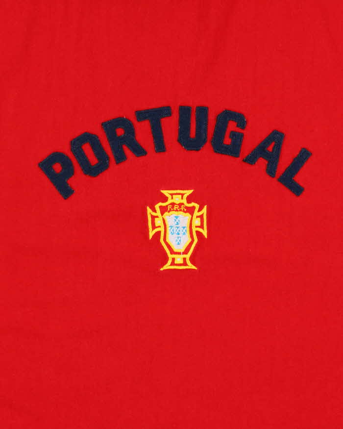 Vintage Y2K 00s World Of Soccer Portugal Football Heavyweight Embroidered Crewneck Ringer T-Shirt - XL