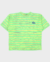 Vintage 1992 Quiksilver Heavyweight Striped Made In USA Single Stitch Boxy Crewneck T-Shirt - L