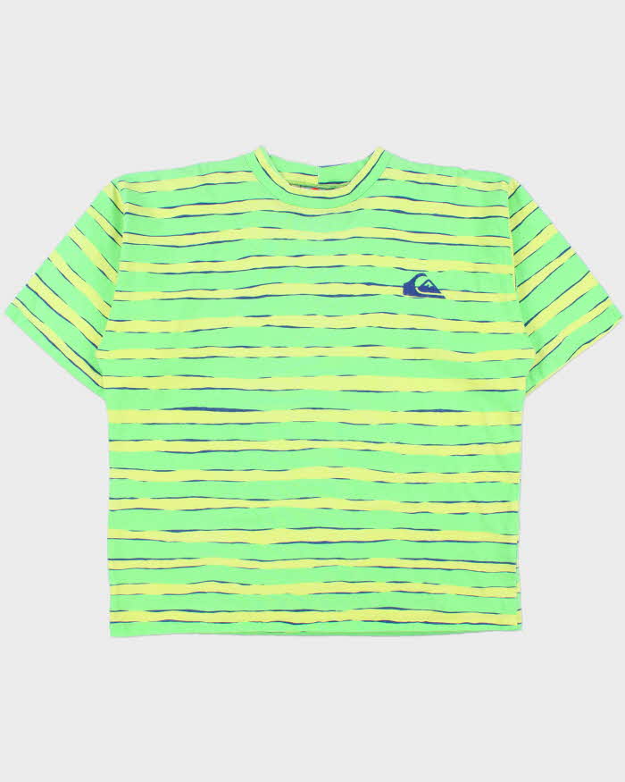 Vintage 1992 Quiksilver Heavyweight Striped Made In USA Single Stitch Boxy Crewneck T-Shirt - L