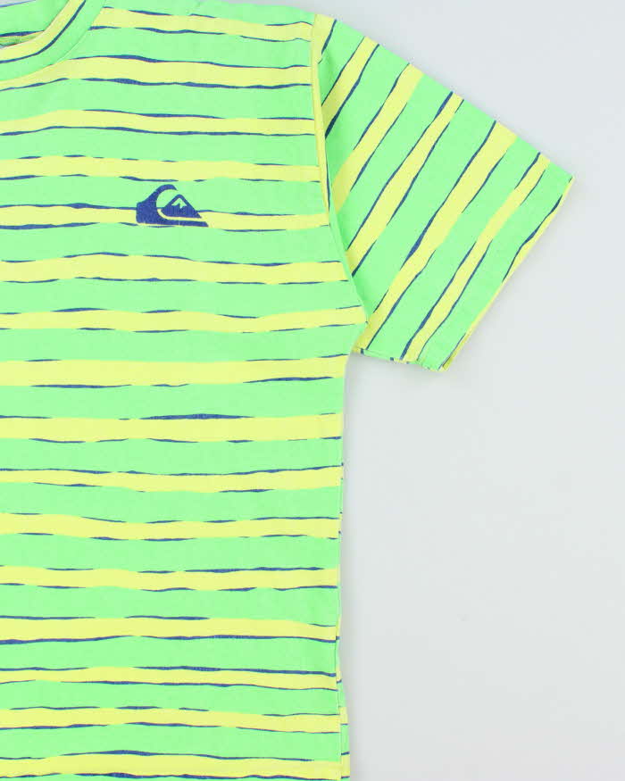 Vintage 1992 Quiksilver Heavyweight Striped Made In USA Single Stitch Boxy Crewneck T-Shirt - L