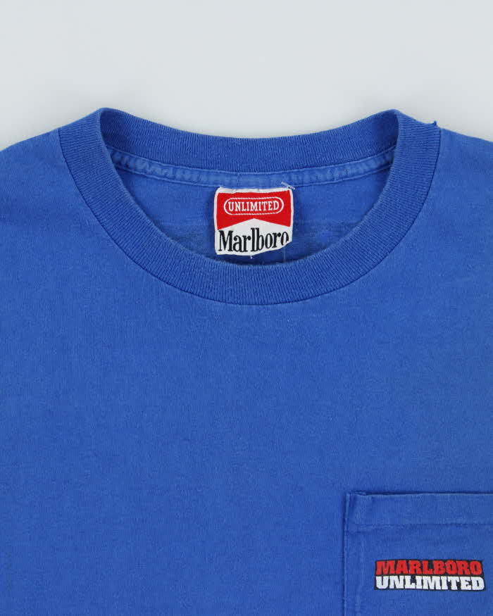 Vintage 1990s Malboro Unlimited Howling Wolf Heavyweight Made In USA Single Stitch Crewneck Pocket T-Shirt - L