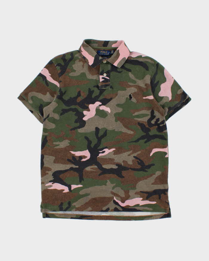Vintage Polo Ralph Lauren Woodland Camo Custom Slim Fit Short Sleeve Polo Shirt - M