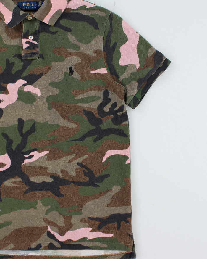 Vintage Polo Ralph Lauren Woodland Camo Custom Slim Fit Short Sleeve Polo Shirt - M
