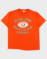 Vintage 1983-1994 University Of Miami Hurricanes National Champs Made In USA Sportswear Single Stitch Crewneck T-Shirt - XL