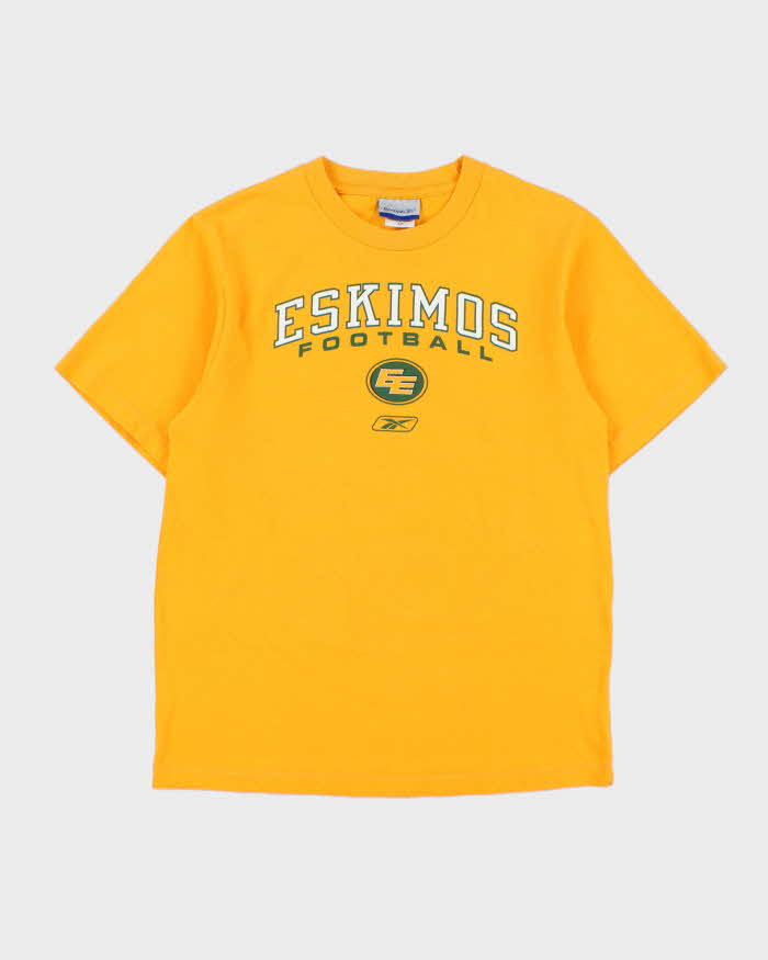 Vintage Y2K 00s Reebok Edmonton Eskimos American Football Made In Canada Heavyweight Crewneck T-Shirt - S