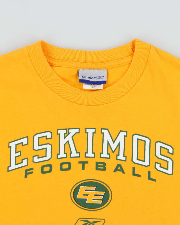 Vintage Y2K 00s Reebok Edmonton Eskimos American Football Made In Canada Heavyweight Crewneck T-Shirt - S
