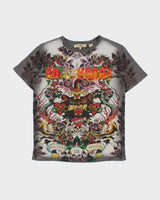 Vintage Y2K 00s Ed Hardy Diamante Embellished Tattoo Crewneck T-Shirt - S