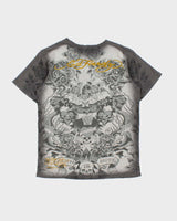 Vintage Y2K 00s Ed Hardy Diamante Embellished Tattoo Crewneck T-Shirt - S