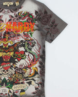 Vintage Y2K 00s Ed Hardy Diamante Embellished Tattoo Crewneck T-Shirt - S