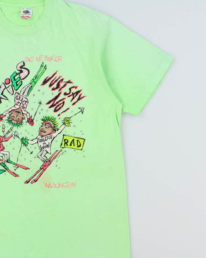 Vintage 1988 Mad Ski Junkies Mt. Baker Faded Heavyweight Single Stitch Made In USA Crewneck T-Shirt - XL