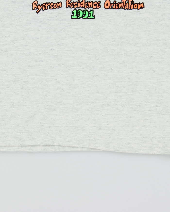 Vintage 1991 Ryerson Residence Urban Jungle Grey Marl Heavyweight Single Stitch Made In USA Crewneck T-Shirt - XL