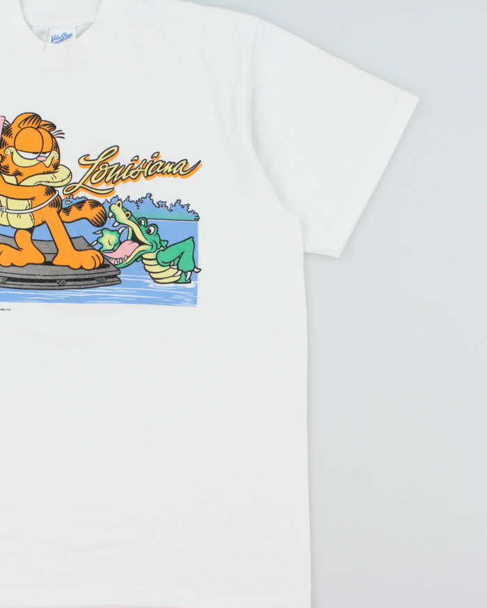Vintage 1992 Garfield Louisiana Jim Davis Heavyweight Single Stitch Velva Sheen Made In USA Crewneck T-Shirt - XL