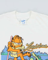 Vintage 1992 Garfield Louisiana Jim Davis Heavyweight Single Stitch Velva Sheen Made In USA Crewneck T-Shirt - XL