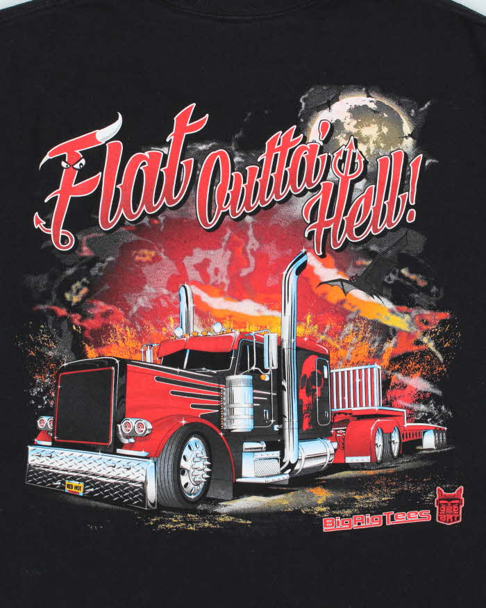 Vintage Y2K 00s Big Rig Trucks Flat Outta' Hell Heavyweight Crewneck T-Shirt - L