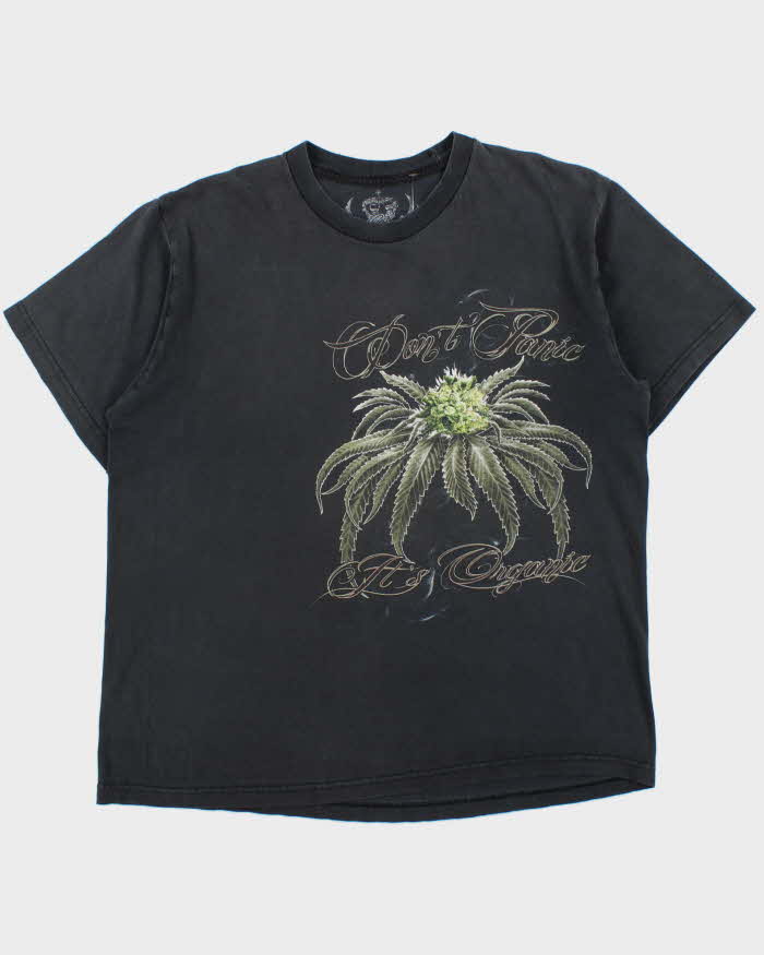 Vintage Y2K 00s Don't Panic It's Organic Marijuana Heavyweight Crewneck T-Shirt - XL
