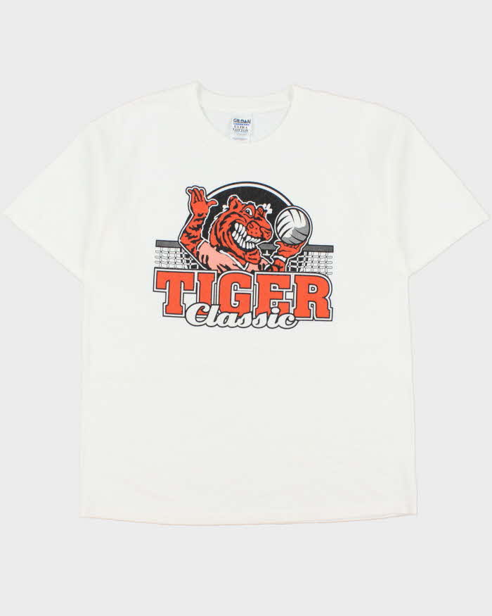Vintage Y2K 00s Tiger Classic Basketball Gildan Ultra Heavyweight Crewneck T-Shirt - L