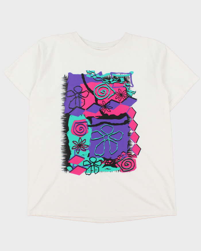 Vintage 1990s Aztec Floral Heavyweight Made In USA Crewneck T-Shirt - L