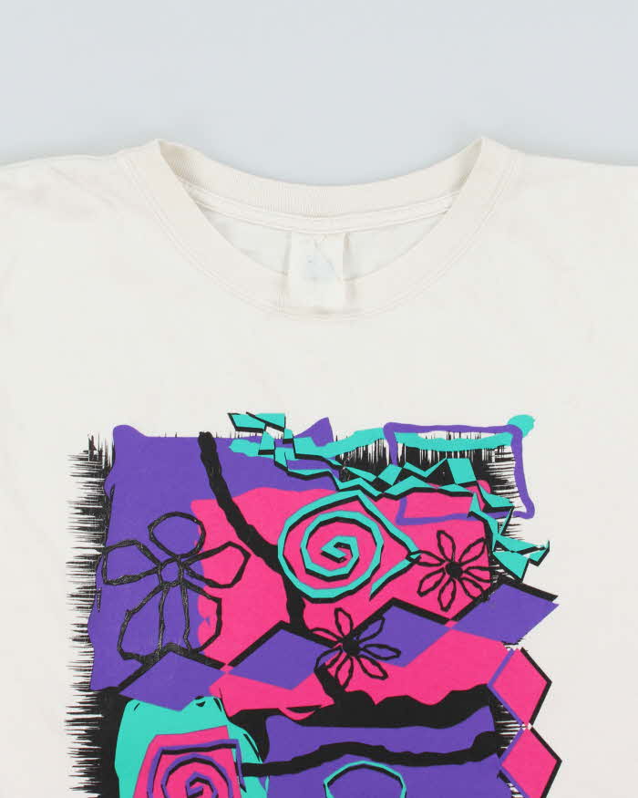 Vintage 1990s Aztec Floral Heavyweight Made In USA Crewneck T-Shirt - L