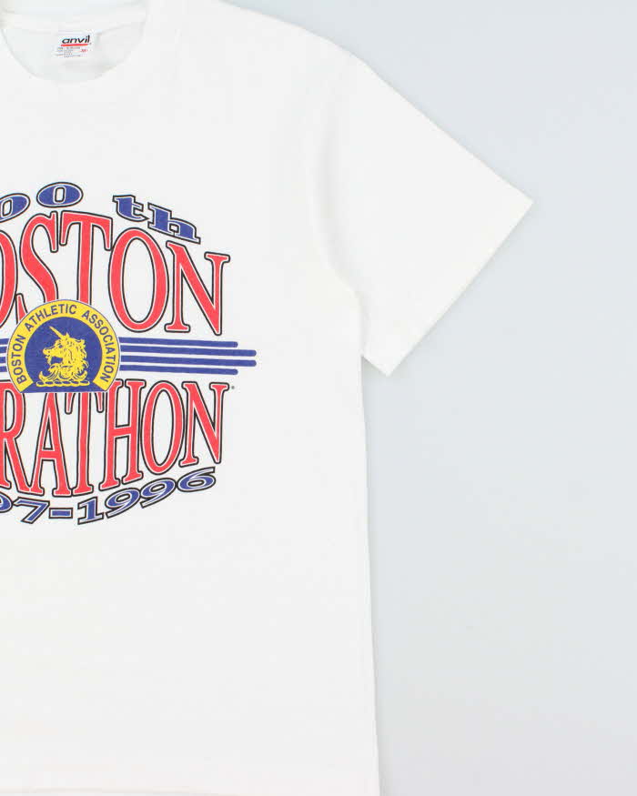 Vintage 1996 100th Boston Marathon Anvil Heavyweight Made In USA Single Stitch Crewneck T-Shirt - M