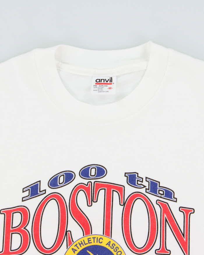 Vintage 1996 100th Boston Marathon Anvil Heavyweight Made In USA Single Stitch Crewneck T-Shirt - M