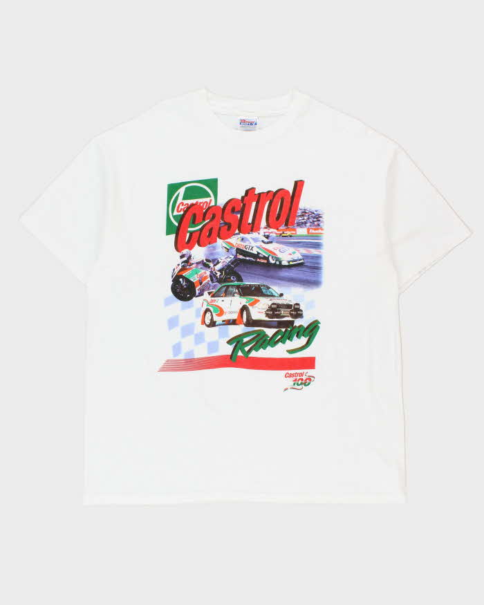 Vintage 1998 Castrol Racing 100 Oil Hanes Beefy Heavyweight Crewneck T-Shirt - XL