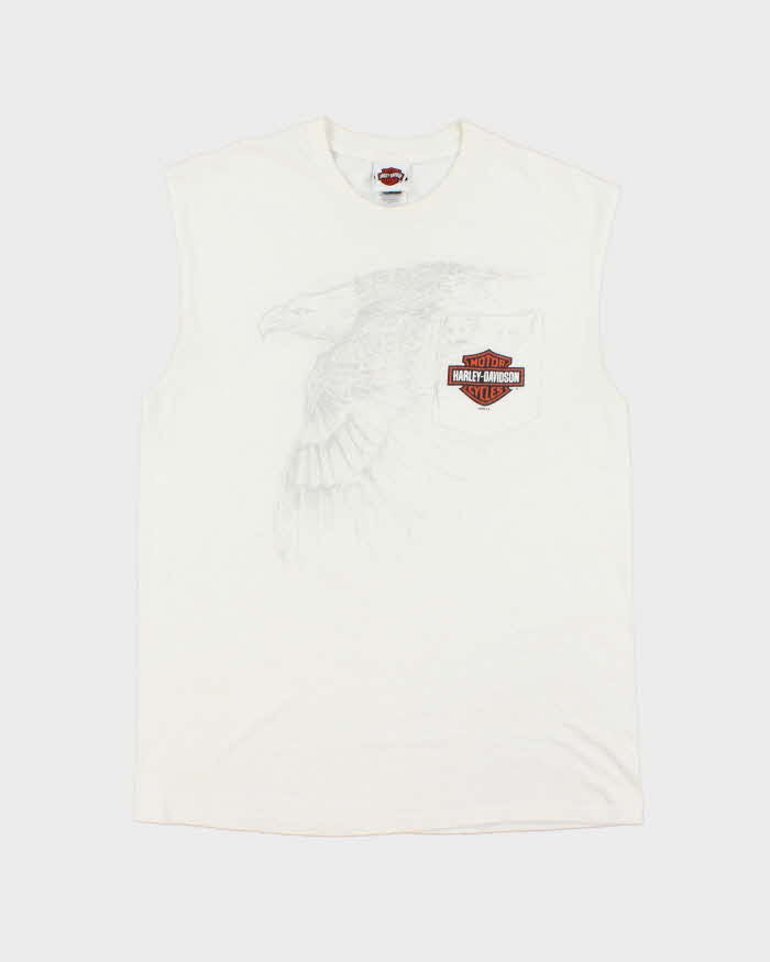 Vintage '05 Y2K Harley Davidson Montreal Eagle Heavyweight Sleeveless Crewneck Pocket T-Shirt - L