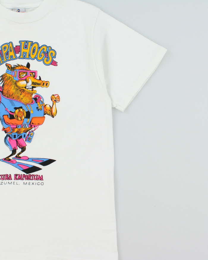 Vintage 1990s Papa Hogs Scuba Emporium Cozumel Mexico Heavyweight Crewneck T-Shirt - M