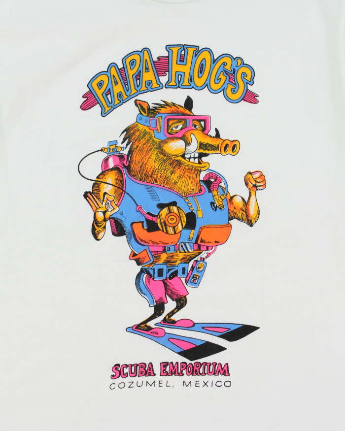 Vintage 1990s Papa Hogs Scuba Emporium Cozumel Mexico Heavyweight Crewneck T-Shirt - M
