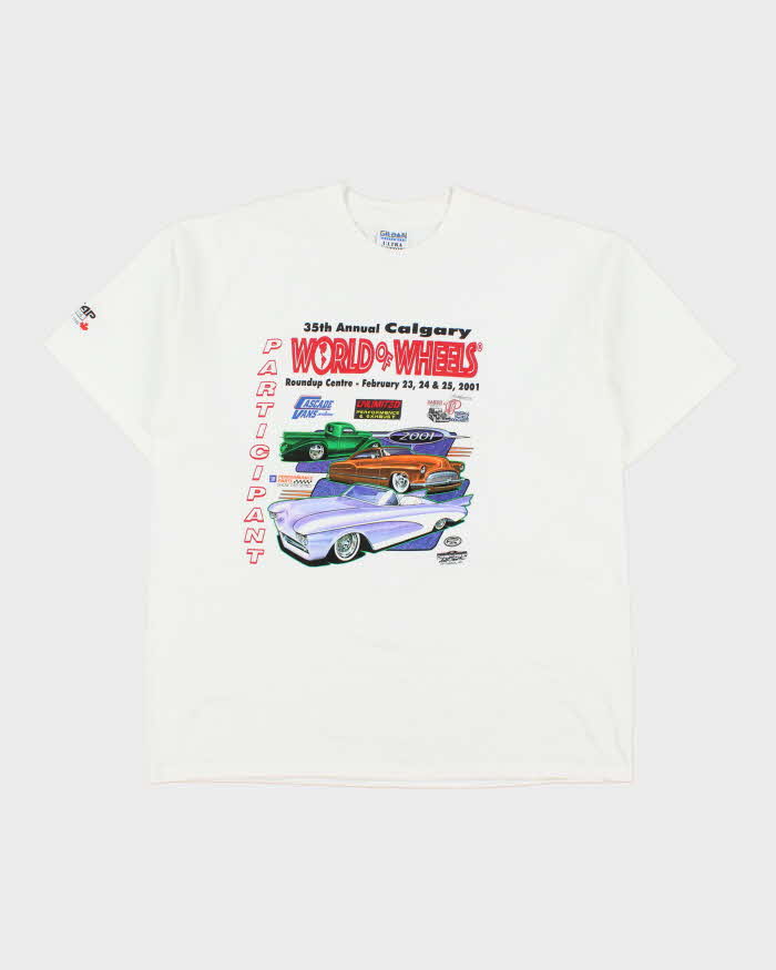 Vintage 2001 World Of Wheels 35th Annual Championship Gildan Ultra Heavyweight Made In Canada Crewneck T-Shirt - XL