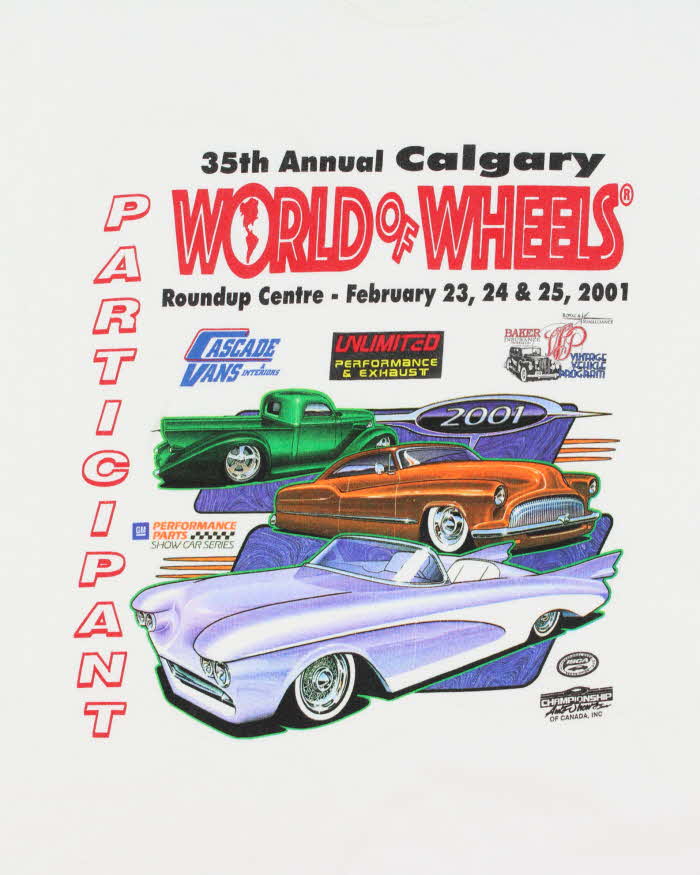 Vintage 2001 World Of Wheels 35th Annual Championship Gildan Ultra Heavyweight Made In Canada Crewneck T-Shirt - XL