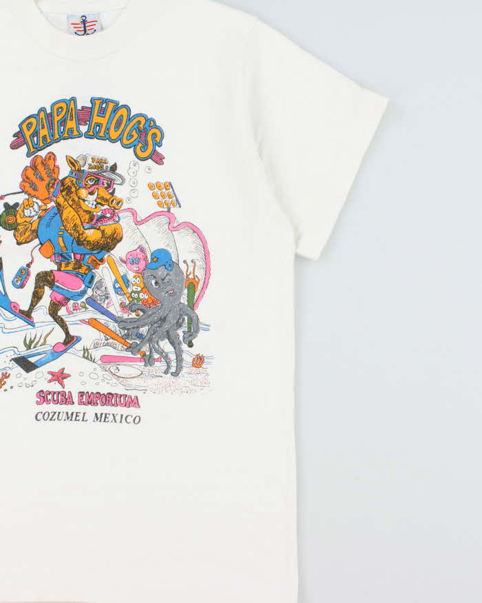 Vintage 1990s Papa Hogs Scuba Emporium Cozumel Mexico Heavyweight Crewneck T-Shirt - M