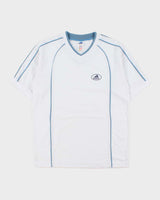 Vintage 1990s Adidas Tape Striped Heavyweight V-Neck Crewneck T-Shirt - L