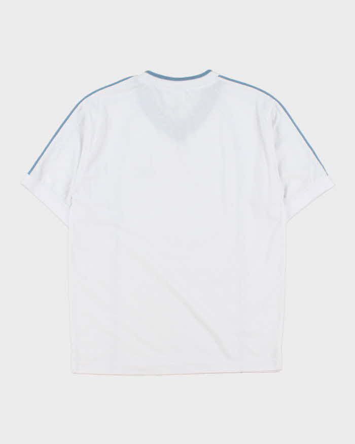 Vintage 1990s Adidas Tape Striped Heavyweight V-Neck Crewneck T-Shirt - L