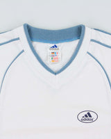 Vintage 1990s Adidas Tape Striped Heavyweight V-Neck Crewneck T-Shirt - L