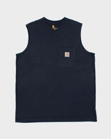Vintage Carhartt Navy Heavyweight Sleeveless Relaxed Fit Crewneck Pocket T-Shirt - L