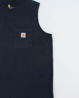 Vintage Carhartt Navy Heavyweight Sleeveless Relaxed Fit Crewneck Pocket T-Shirt - L