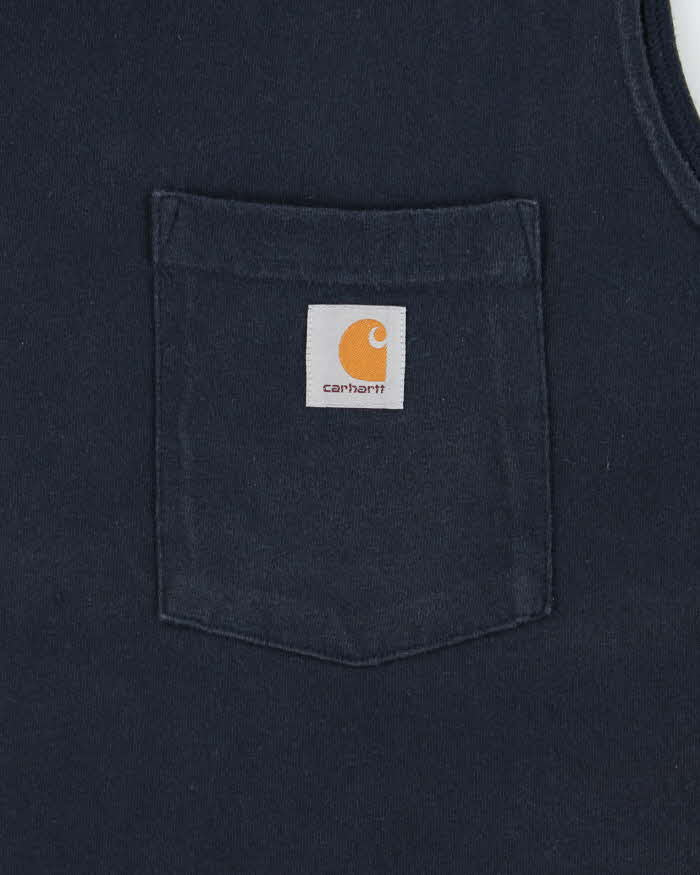 Vintage Carhartt Navy Heavyweight Sleeveless Relaxed Fit Crewneck Pocket T-Shirt - L