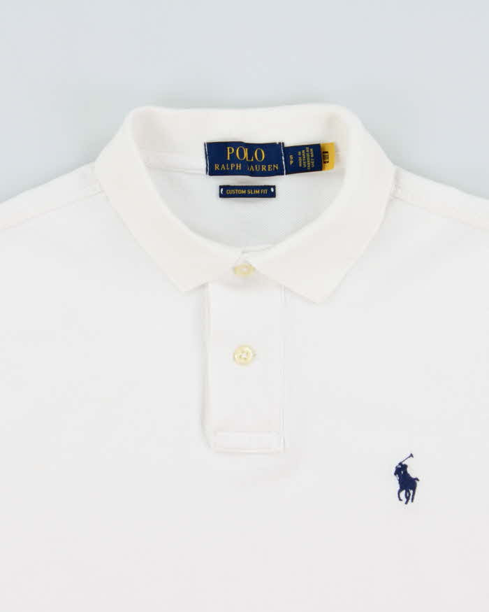 Vintage Polo Ralph Lauren White Custom Slim Fit Short Sleeve Polo Shirt - S