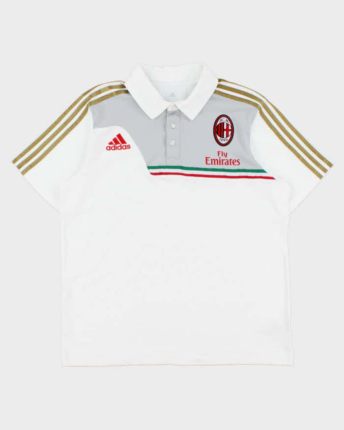 Vintage 2013-14 Adidas AC Milan FC Embroidered Short Sleeve Football Polo Shirt - L