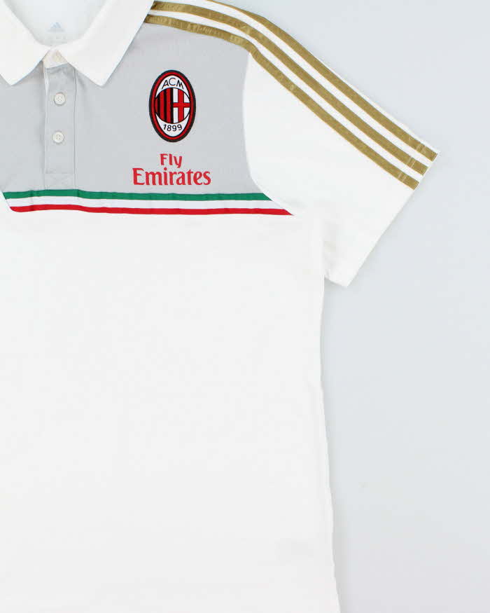 Vintage 2013-14 Adidas AC Milan FC Embroidered Short Sleeve Football Polo Shirt - L