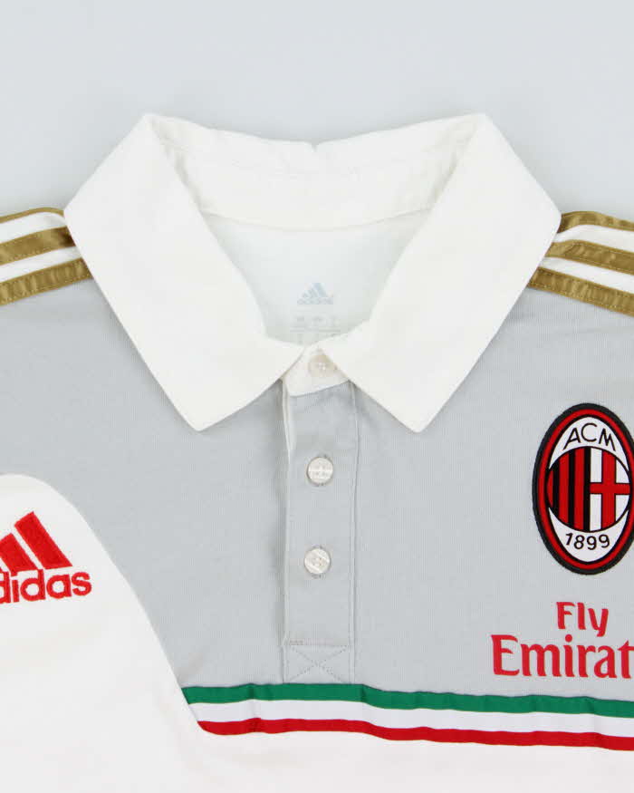 Vintage 2013-14 Adidas AC Milan FC Embroidered Short Sleeve Football Polo Shirt - L