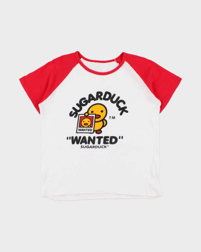 Vintage Y2K 00s Sugarduck 'Wanted' Crewneck Raglan T-Shirt - M