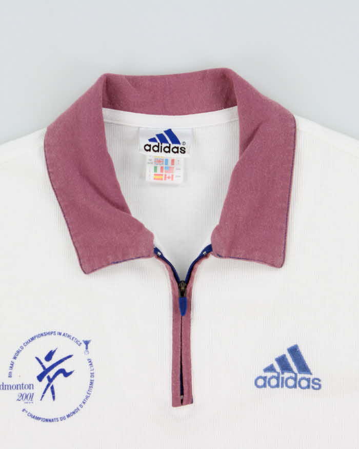 Vintage 2001 Adidas IAAF Athletics World Championships Embroidered Short Sleeve Waffle Polo Shirt - M