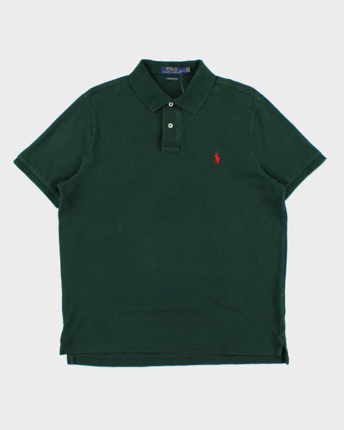 Vintage Polo Ralph Lauren British Racing Green Custom Slim Fit Short Sleeve Polo Shirt - L