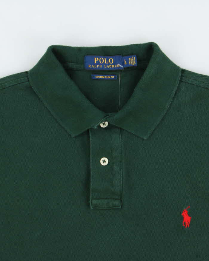 Vintage Polo Ralph Lauren British Racing Green Custom Slim Fit Short Sleeve Polo Shirt - L