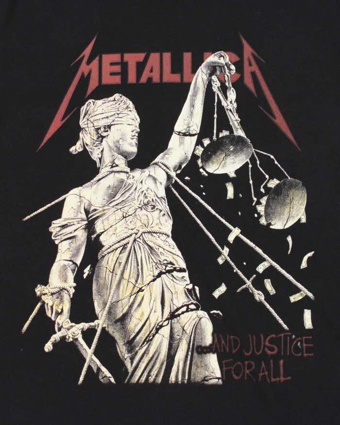 Vintage Y2K 00s Metallica And Justice For All Heavyweight Bomber Tag Crewneck T-Shirt - L