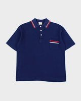 Vintage 1980s Domville Navy Single Stitch Short Sleeve Pocket Polo Shirt - L